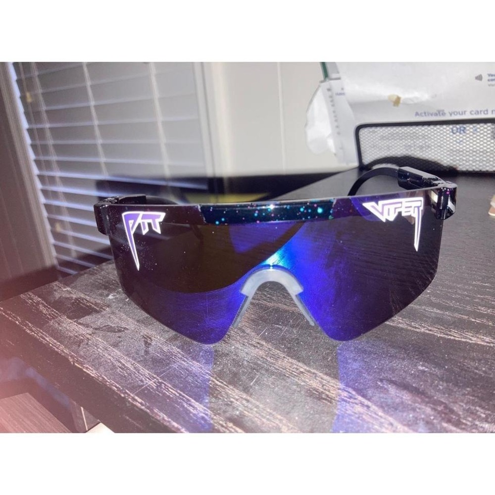 Mens Retro Sport Shield Sunglasses Purple Mirror Lens Pit Viper Style Wraparound